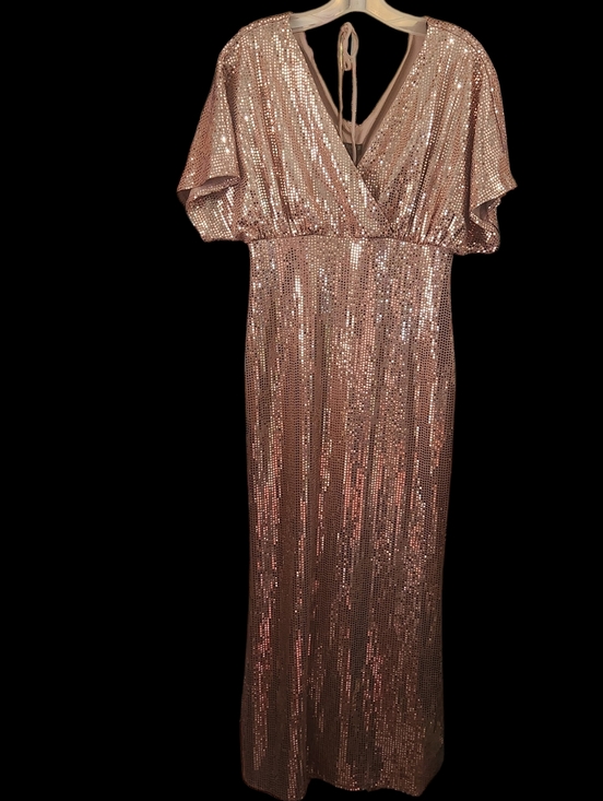 Alexa B Nites Dresses & Skirts - Alexa B Nites Sequin Wrap-Front Maxi Dress in Rose Gold Size 6